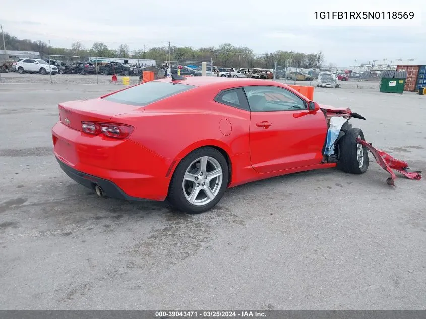 2022 Chevrolet Camaro Rwd 1Lt VIN: 1G1FB1RX5N0118569 Lot: 39043471