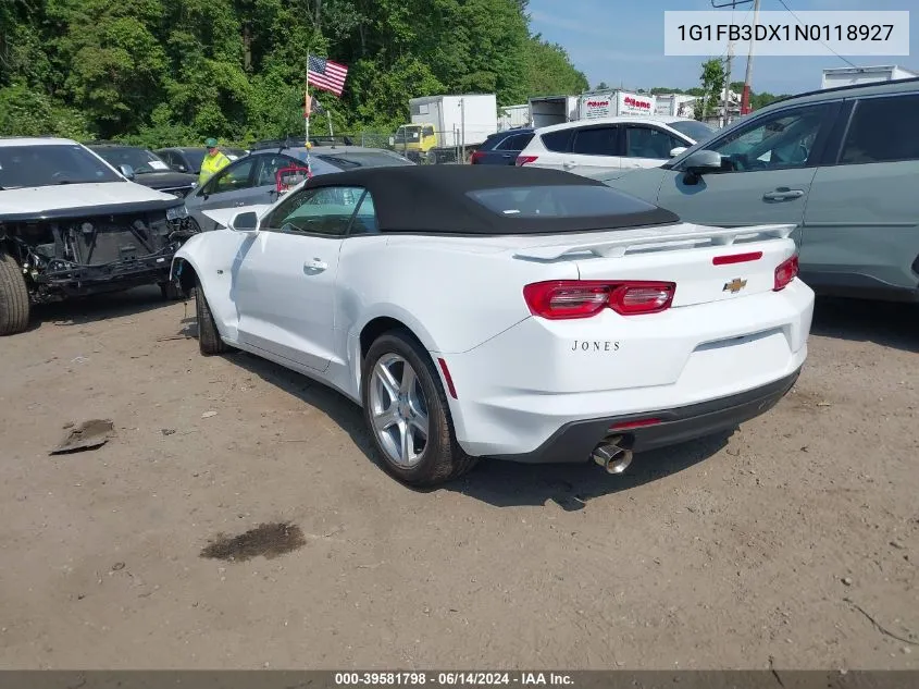 2022 Chevrolet Camaro Rwd 1Lt VIN: 1G1FB3DX1N0118927 Lot: 39581798