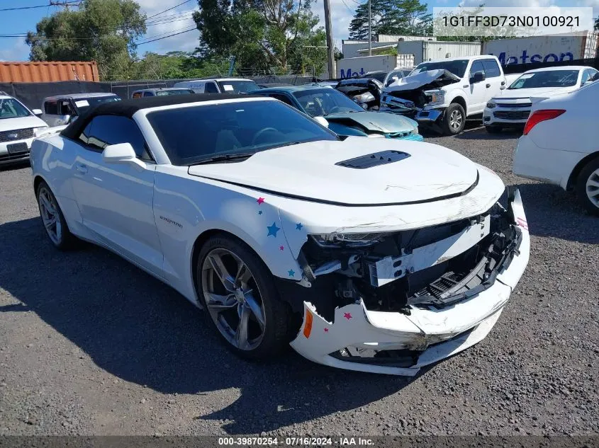 2022 Chevrolet Camaro Rwd 1Ss VIN: 1G1FF3D73N0100921 Lot: 39870254