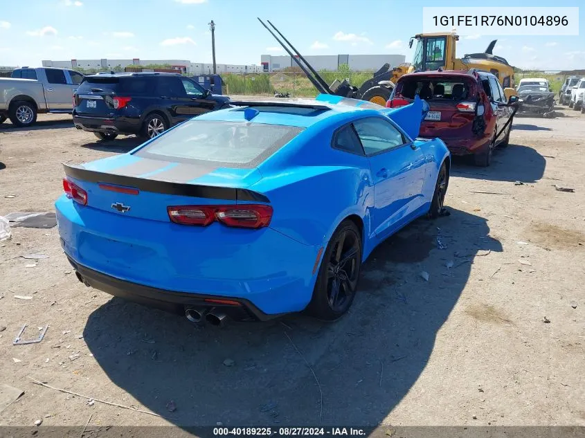 2022 Chevrolet Camaro Rwd Lt1 VIN: 1G1FE1R76N0104896 Lot: 40189225