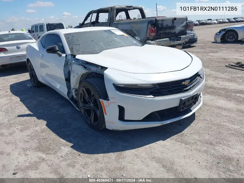 2022 Chevrolet Camaro Rwd 1Lt VIN: 1G1FB1RX2N0111286 Lot: 40360431