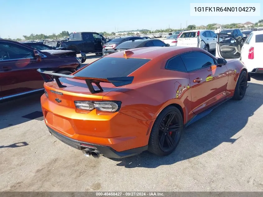 2022 Chevrolet Camaro Rwd Zl1 VIN: 1G1FK1R64N0104279 Lot: 40458427