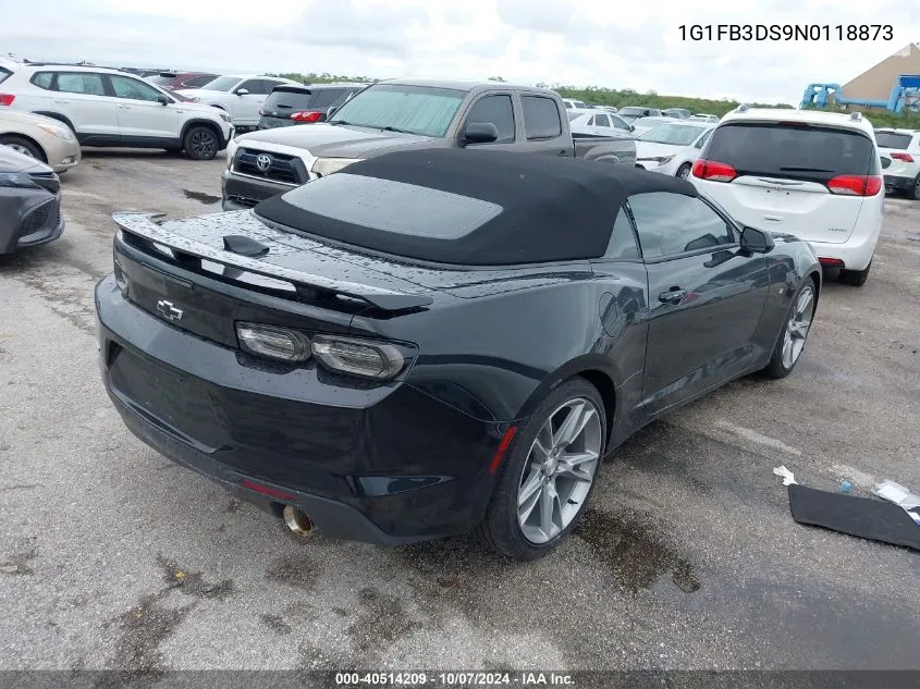 2022 Chevrolet Camaro Ls/Lt VIN: 1G1FB3DS9N0118873 Lot: 40514209