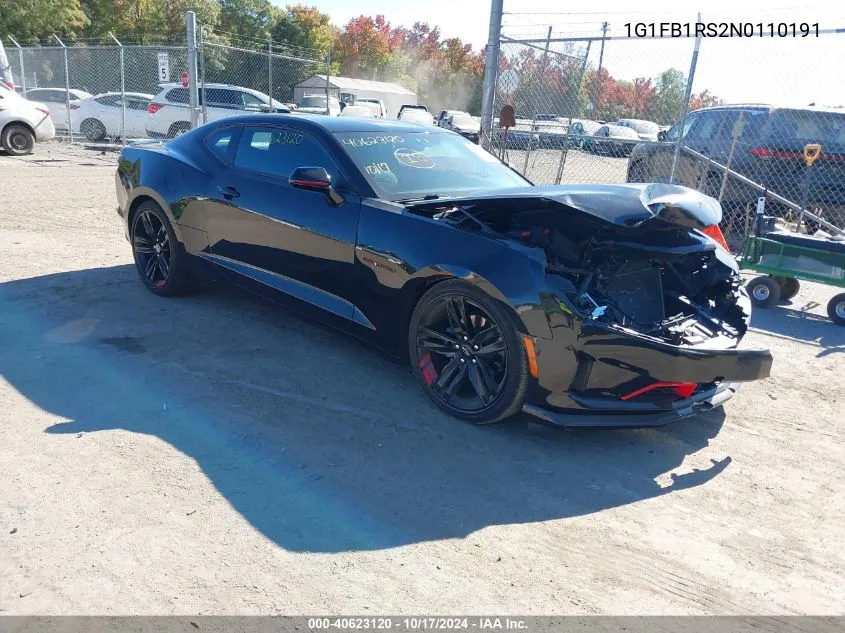 2022 Chevrolet Camaro Rwd 1Lt VIN: 1G1FB1RS2N0110191 Lot: 40623120