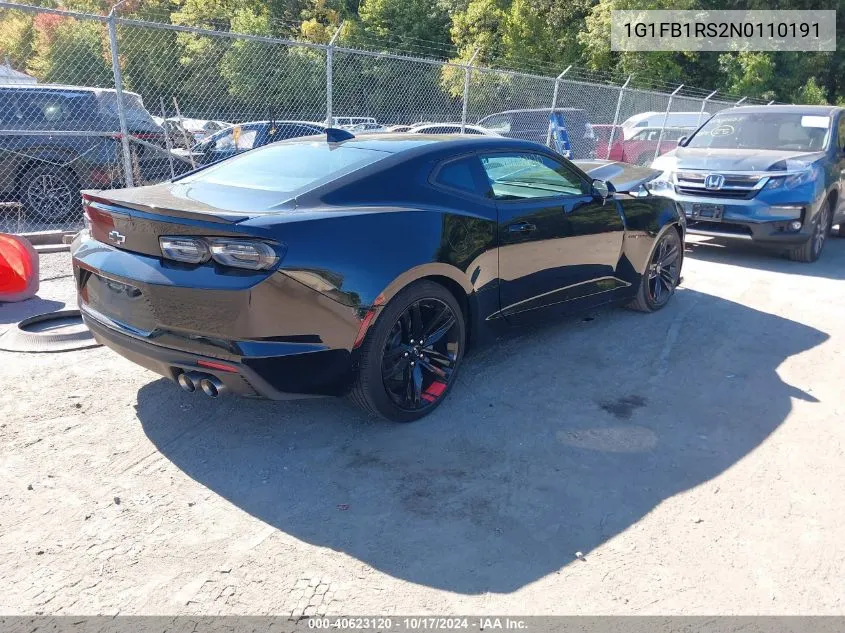 2022 Chevrolet Camaro Rwd 1Lt VIN: 1G1FB1RS2N0110191 Lot: 40623120