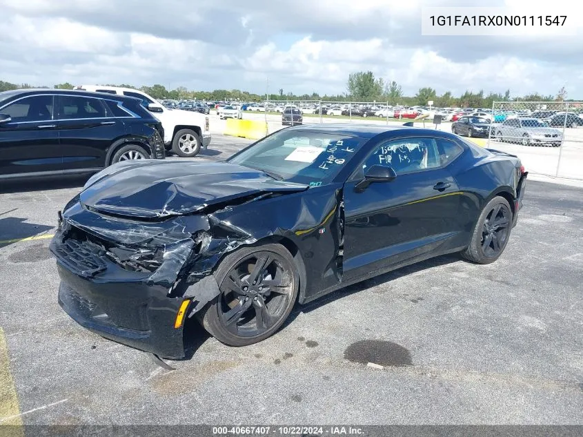 2022 Chevrolet Camaro Rwd 1Lt VIN: 1G1FA1RX0N0111547 Lot: 40667407