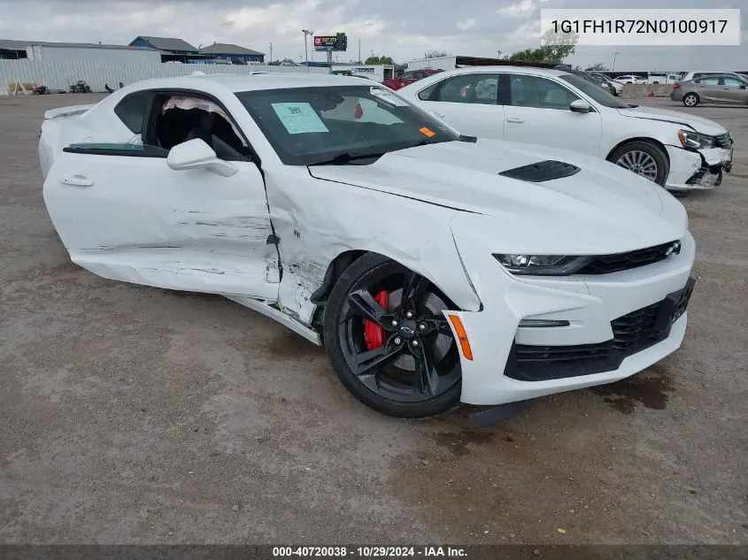 2022 Chevrolet Camaro Rwd 2Ss VIN: 1G1FH1R72N0100917 Lot: 40720038