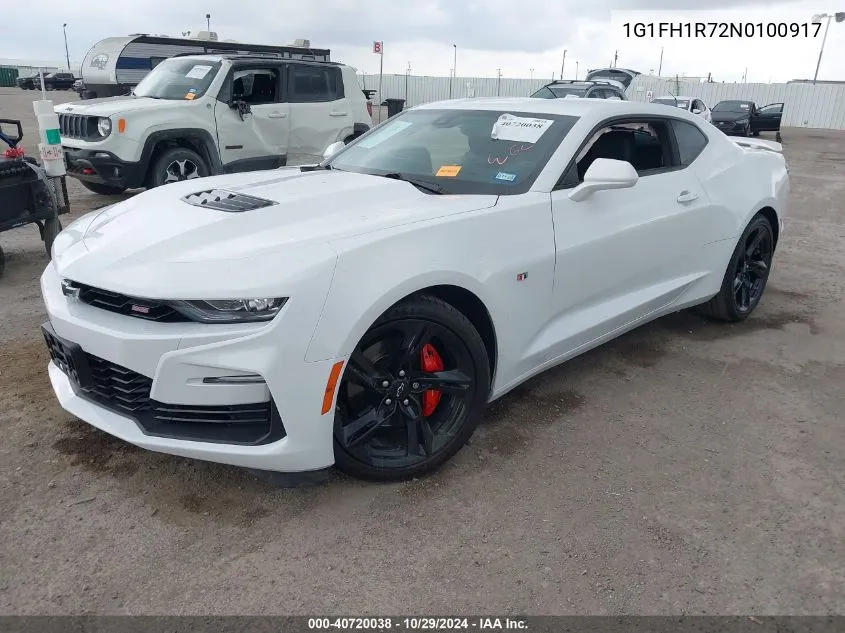 2022 Chevrolet Camaro Rwd 2Ss VIN: 1G1FH1R72N0100917 Lot: 40720038