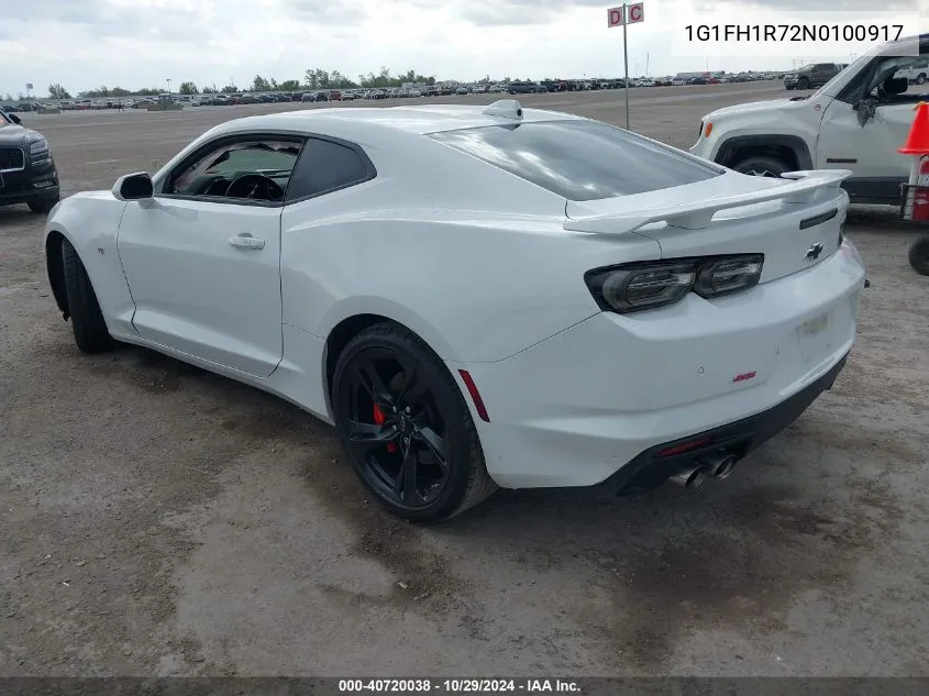 2022 Chevrolet Camaro Rwd 2Ss VIN: 1G1FH1R72N0100917 Lot: 40720038