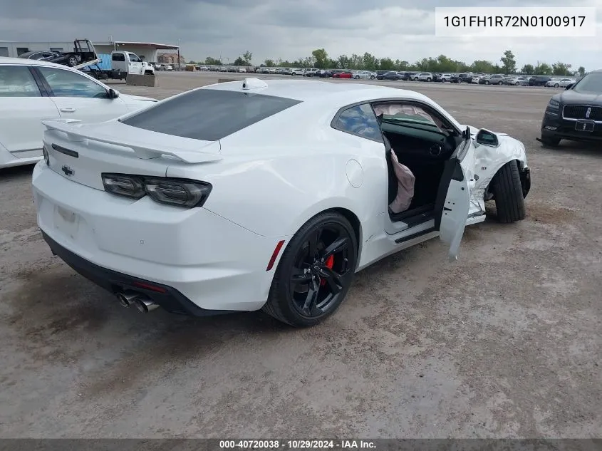 2022 Chevrolet Camaro Rwd 2Ss VIN: 1G1FH1R72N0100917 Lot: 40720038