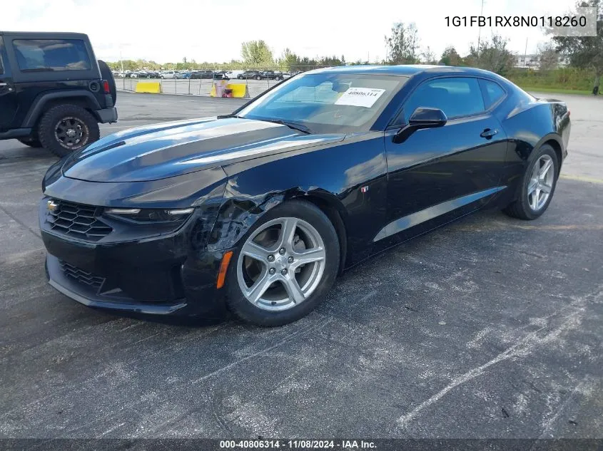 2022 Chevrolet Camaro Rwd 1Lt VIN: 1G1FB1RX8N0118260 Lot: 40806314