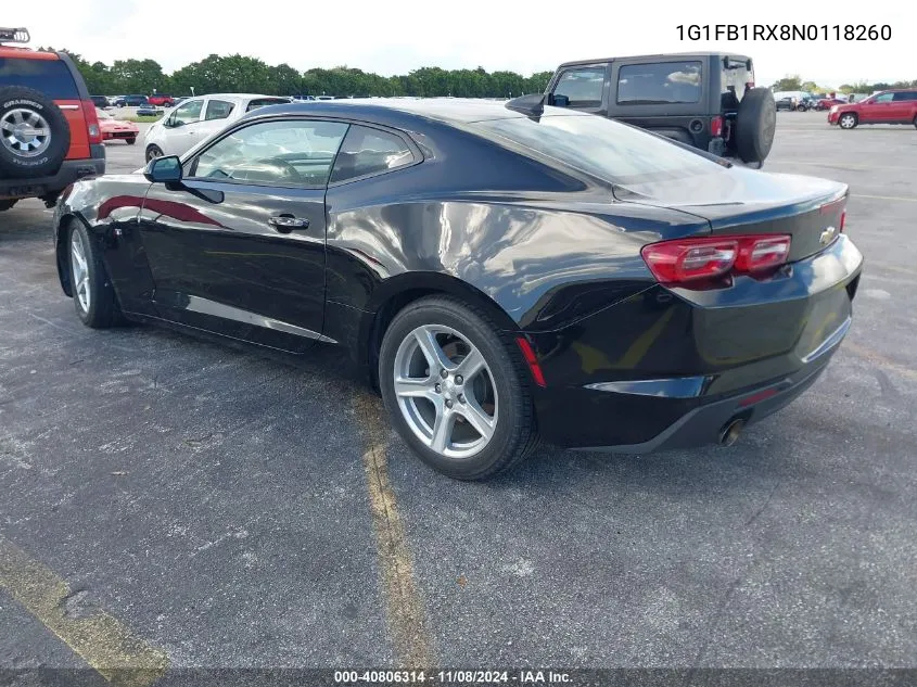 2022 Chevrolet Camaro Rwd 1Lt VIN: 1G1FB1RX8N0118260 Lot: 40806314