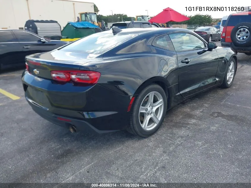 2022 Chevrolet Camaro Rwd 1Lt VIN: 1G1FB1RX8N0118260 Lot: 40806314