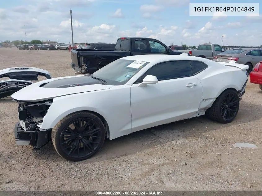 2023 Chevrolet Camaro Rwd Zl1 VIN: 1G1FK1R64P0104849 Lot: 40062280