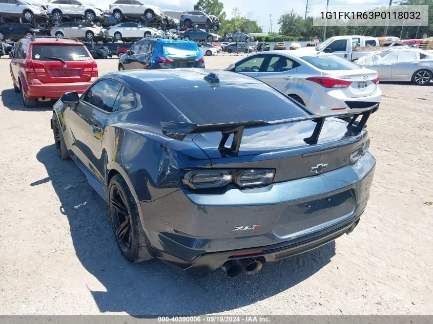 2023 Chevrolet Camaro Rwd Zl1 VIN: 1G1FK1R63P0118032 Lot: 40390006