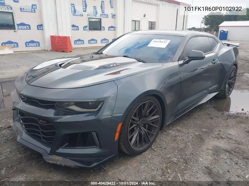 2023 Chevrolet Camaro Rwd Zl1 VIN: 1G1FK1R60P0102922 Lot: 40429422