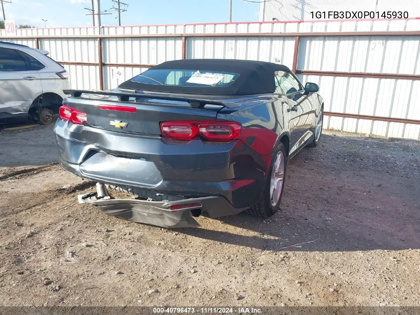 2023 Chevrolet Camaro Rwd 1Lt VIN: 1G1FB3DX0P0145930 Lot: 40796473