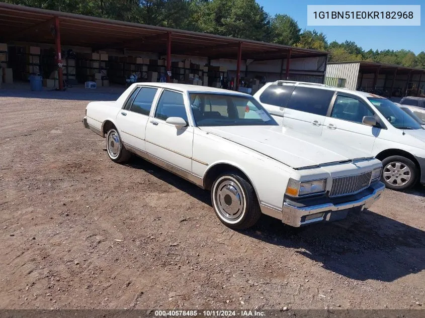 1989 Chevrolet Caprice Classic VIN: 1G1BN51E0KR182968 Lot: 40578485