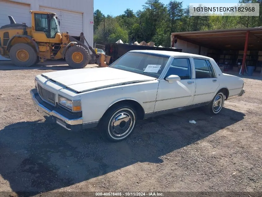 1989 Chevrolet Caprice Classic VIN: 1G1BN51E0KR182968 Lot: 40578485