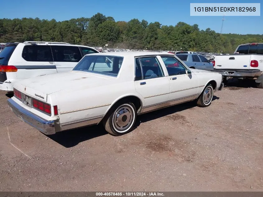 1989 Chevrolet Caprice Classic VIN: 1G1BN51E0KR182968 Lot: 40578485