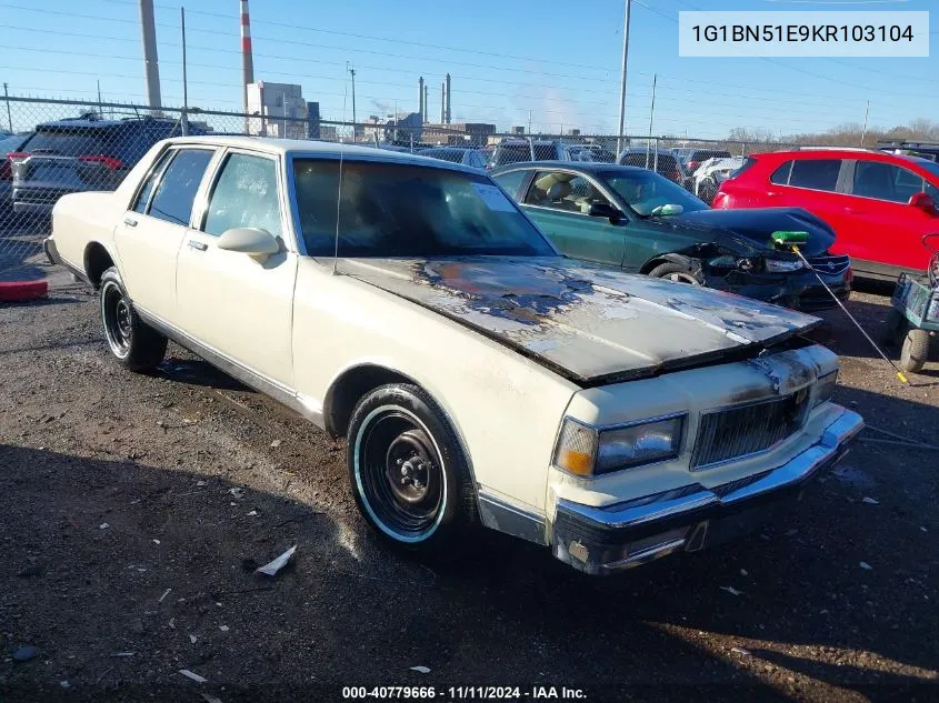 1989 Chevrolet Caprice Classic VIN: 1G1BN51E9KR103104 Lot: 40779666