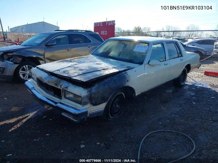 1989 Chevrolet Caprice Classic VIN: 1G1BN51E9KR103104 Lot: 40779666