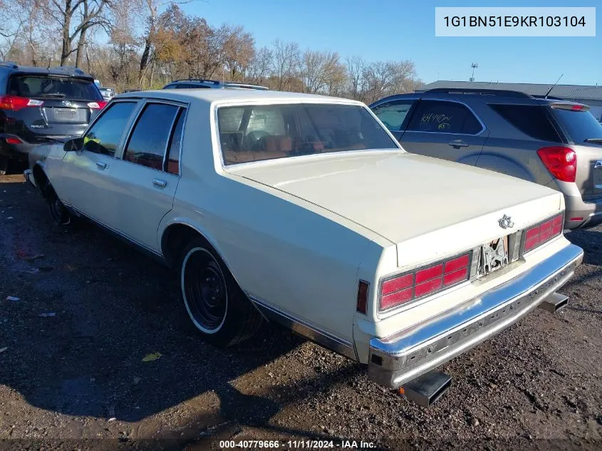 1989 Chevrolet Caprice Classic VIN: 1G1BN51E9KR103104 Lot: 40779666