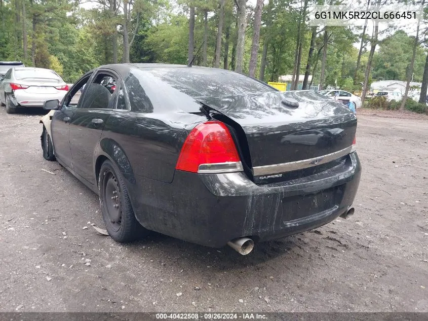 2012 Chevrolet Caprice Police VIN: 6G1MK5R22CL666451 Lot: 40422508