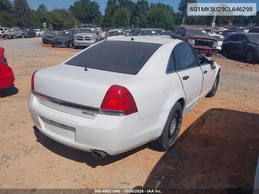 2012 Chevrolet Caprice Police VIN: 6G1MK5U29CL646298 Lot: 40531840