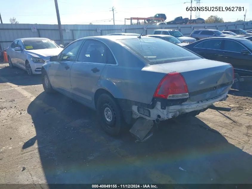 2014 Chevrolet Caprice Police VIN: 6G3NS5U25EL962781 Lot: 40849155