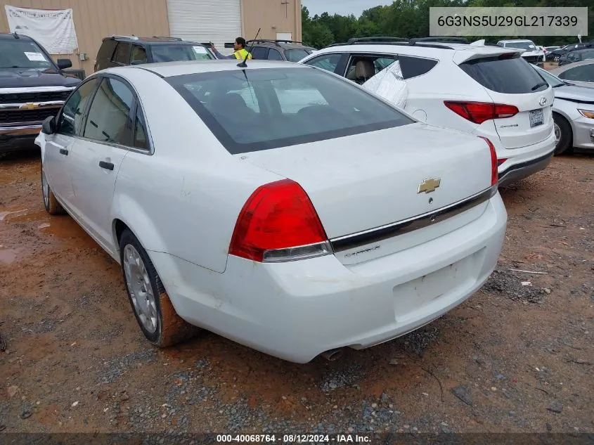 2016 Chevrolet Caprice Police VIN: 6G3NS5U29GL217339 Lot: 40068764