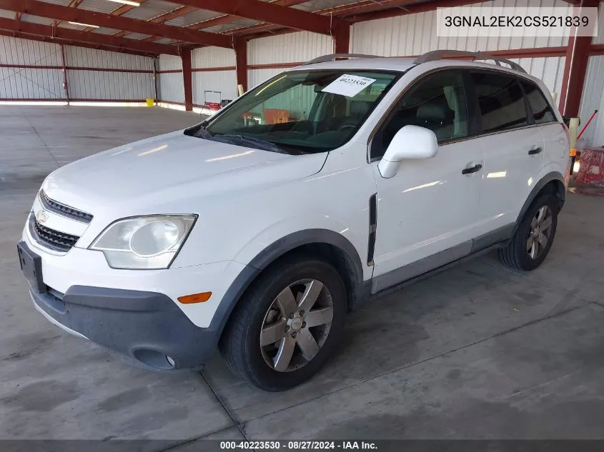 2012 Chevrolet Captiva Sport 2Ls VIN: 3GNAL2EK2CS521839 Lot: 40223530