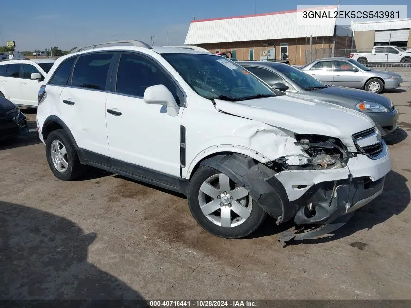 2012 Chevrolet Captiva Sport 2Ls VIN: 3GNAL2EK5CS543981 Lot: 40718441