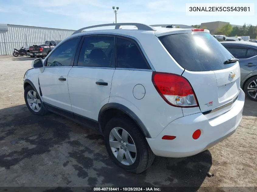 2012 Chevrolet Captiva Sport 2Ls VIN: 3GNAL2EK5CS543981 Lot: 40718441