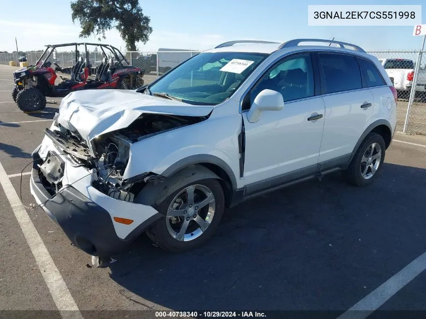 2012 Chevrolet Captiva Sport 2Ls VIN: 3GNAL2EK7CS551998 Lot: 40738340