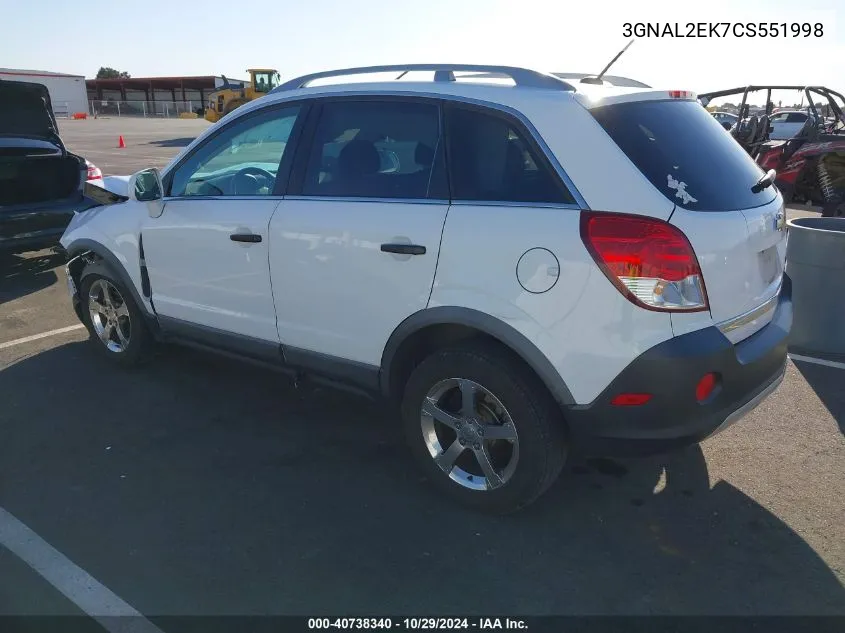 2012 Chevrolet Captiva Sport 2Ls VIN: 3GNAL2EK7CS551998 Lot: 40738340