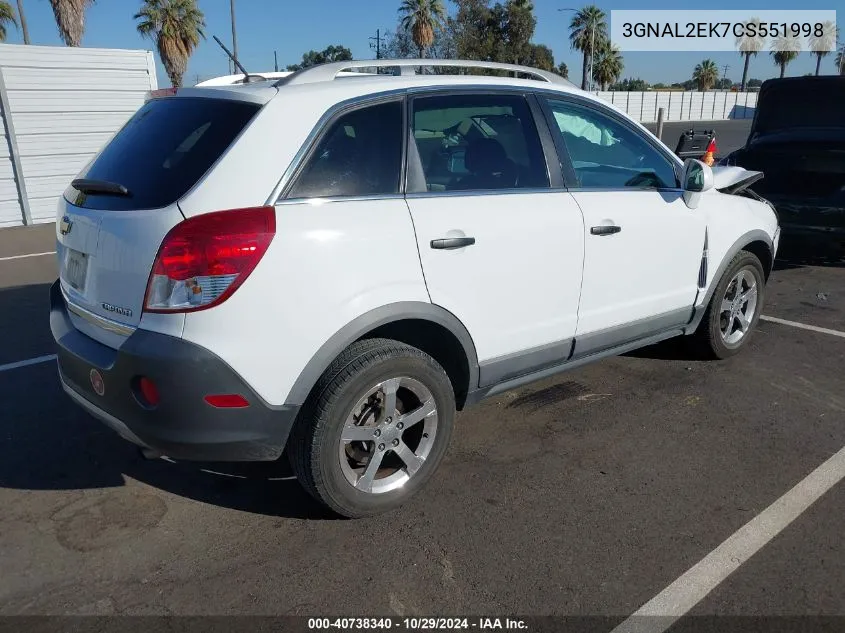 2012 Chevrolet Captiva Sport 2Ls VIN: 3GNAL2EK7CS551998 Lot: 40738340