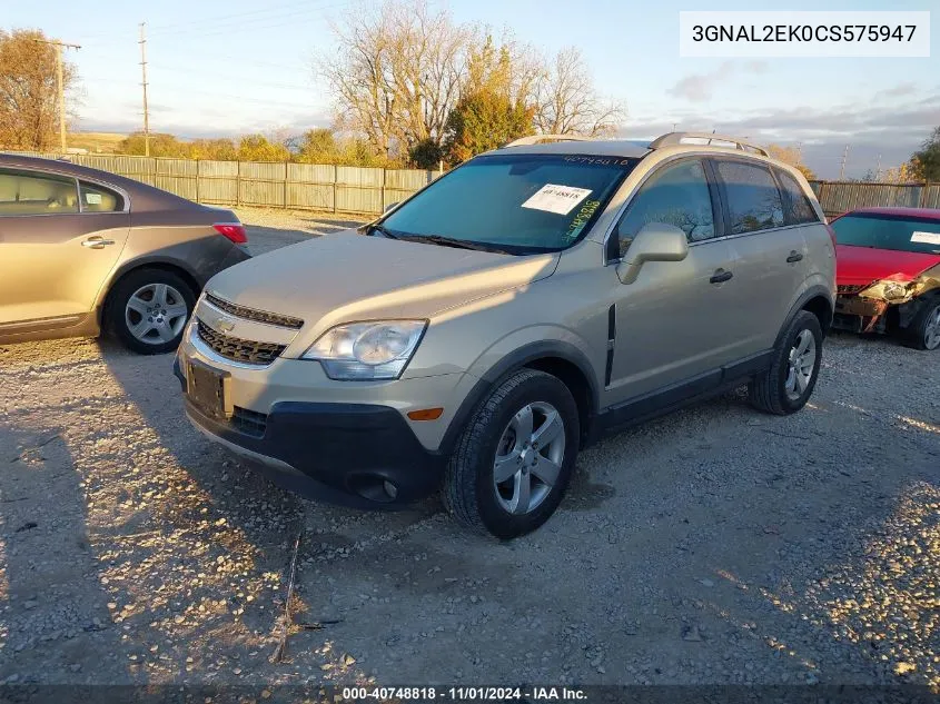 2012 Chevrolet Captiva Sport 2Ls VIN: 3GNAL2EK0CS575947 Lot: 40748818