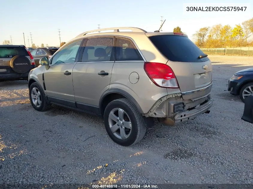 2012 Chevrolet Captiva Sport 2Ls VIN: 3GNAL2EK0CS575947 Lot: 40748818