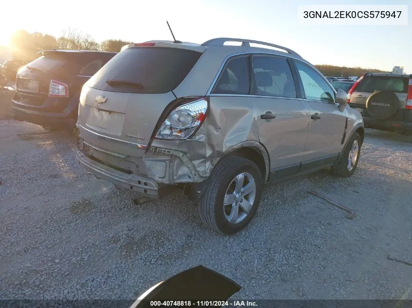 2012 Chevrolet Captiva Sport 2Ls VIN: 3GNAL2EK0CS575947 Lot: 40748818