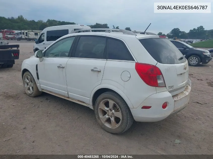 2014 Chevrolet Captiva Sport Ltz VIN: 3GNAL4EK0ES646787 Lot: 40483265