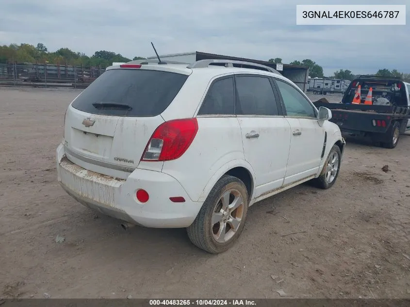 2014 Chevrolet Captiva Sport Ltz VIN: 3GNAL4EK0ES646787 Lot: 40483265