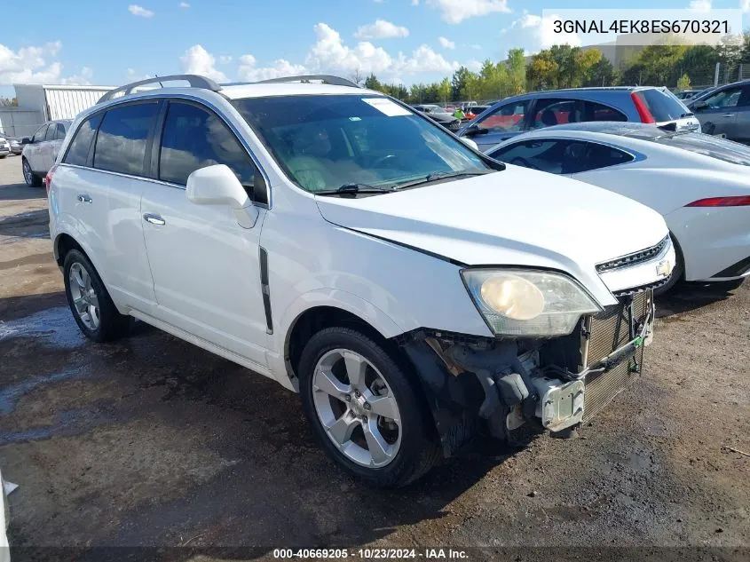 2014 Chevrolet Captiva Sport Ltz VIN: 3GNAL4EK8ES670321 Lot: 40669205