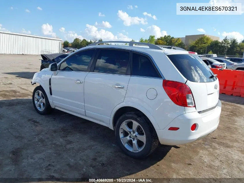 2014 Chevrolet Captiva Sport Ltz VIN: 3GNAL4EK8ES670321 Lot: 40669205