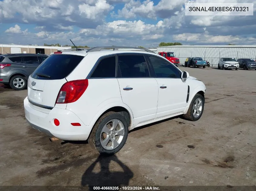 2014 Chevrolet Captiva Sport Ltz VIN: 3GNAL4EK8ES670321 Lot: 40669205