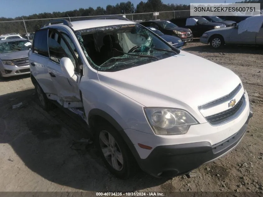 2014 Chevrolet Captiva Sport 2Ls VIN: 3GNAL2EK7ES600751 Lot: 40734235