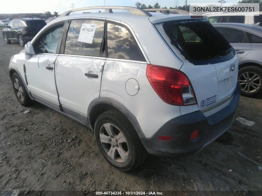 2014 Chevrolet Captiva Sport 2Ls VIN: 3GNAL2EK7ES600751 Lot: 40734235