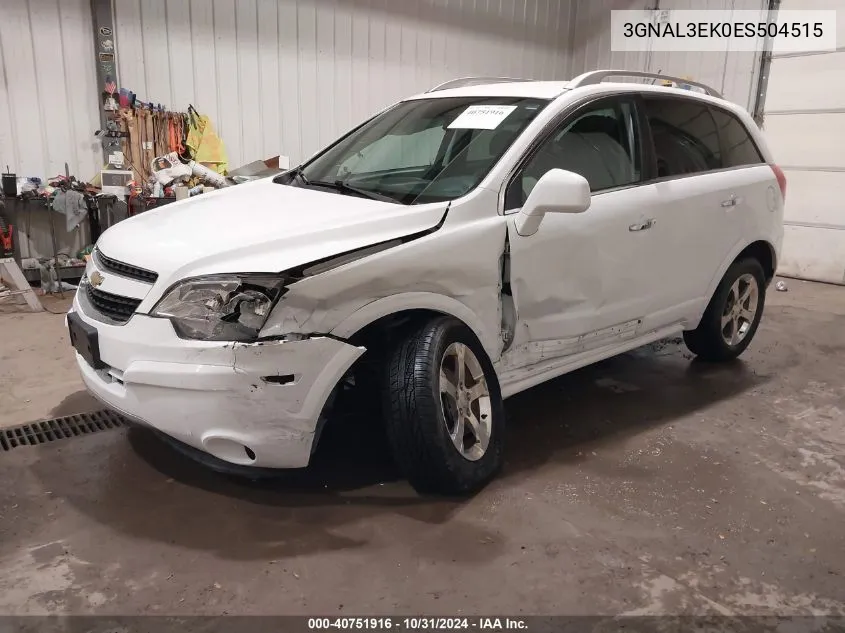 2014 Chevrolet Captiva Sport Lt VIN: 3GNAL3EK0ES504515 Lot: 40751916