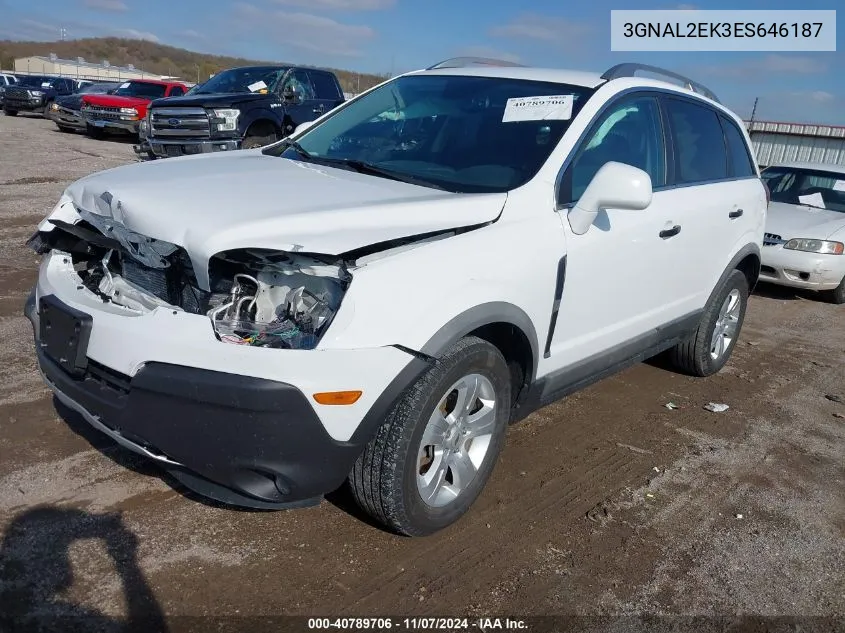 2014 Chevrolet Captiva Sport 2Ls VIN: 3GNAL2EK3ES646187 Lot: 40789706