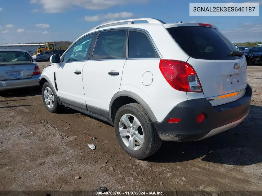 2014 Chevrolet Captiva Sport 2Ls VIN: 3GNAL2EK3ES646187 Lot: 40789706